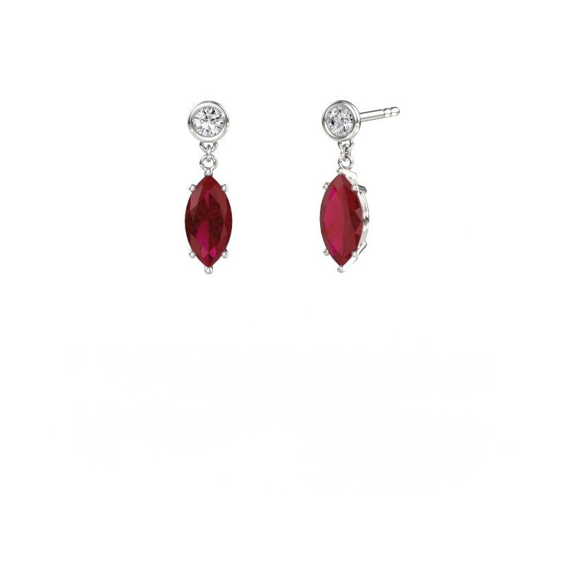 Pendants d'oreilles Lacey MRQ 585 or blanc rubis 10x5 mm