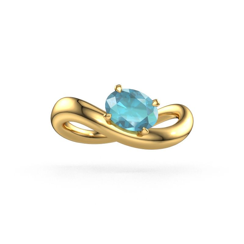 Engagement ring Chloe OVL 585 gold blue topaz 7,5x5,5 mm