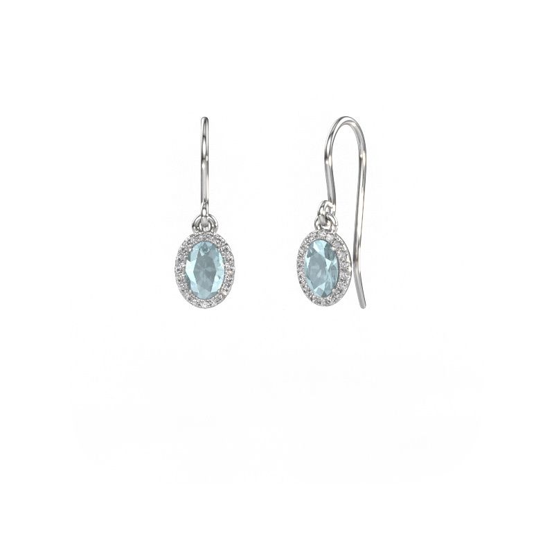 Pendants d'oreilles Seline ovl 950 platine aigue-marine 6x4 mm