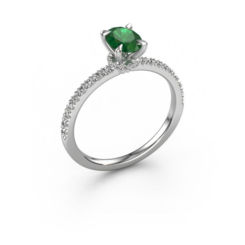 Verlobungsring Crystal OVL 4 950 Platin Smaragd 7x5 mm