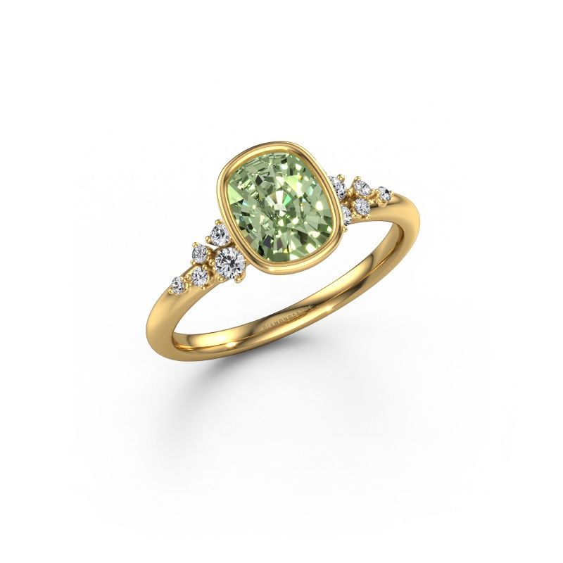 Engagement ring Aliyah CSH 585 gold green lab grown diamond 7.4x5.8 mm