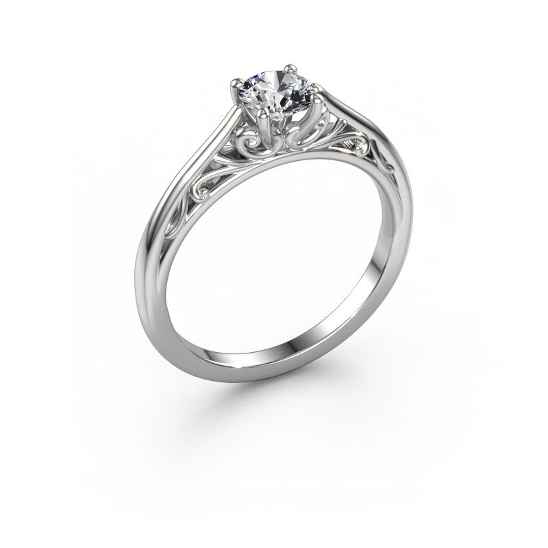 Bague de fiançailles Shannon rnd 585 or blanc diamant synthétique 0.50 crt