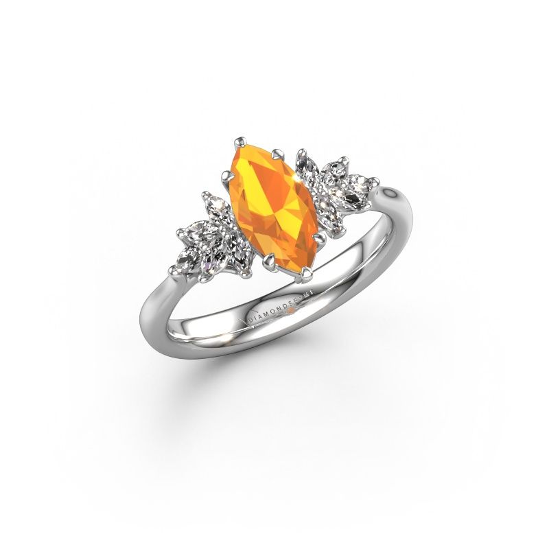 Bague de fiançailles Fiona MRQ 950 platine citrine 10x5 mm
