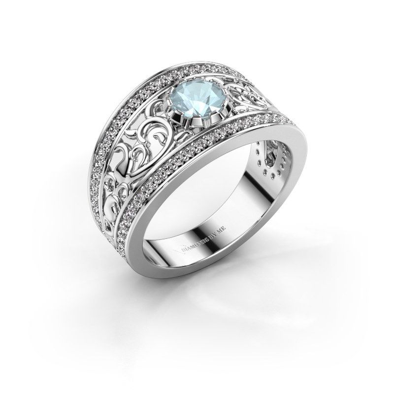 Image de Bague Marilee<br/>585 or blanc<br/>Aigue-marine 5 mm