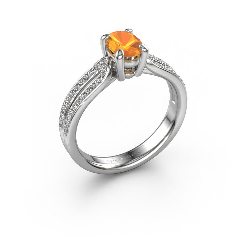 Engagement ring Antonia ovl 2 950 platinum citrin 7x5 mm