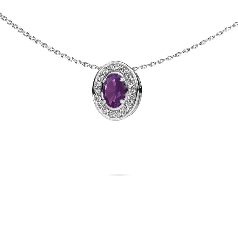 Kette Madelon 585 Weißgold Amethyst 6x4 mm