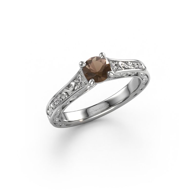 Verlovingsring Mallory RND 585 witgoud rookkwarts 5 mm