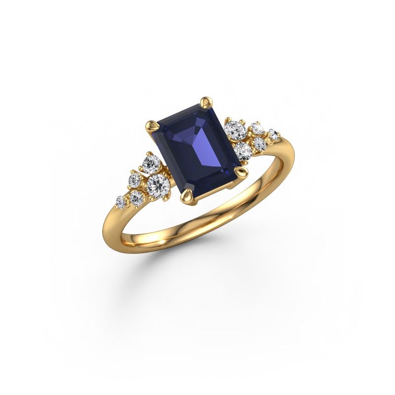 Bague de fiançailles Royce EME 585 or jaune saphir 8x6 mm