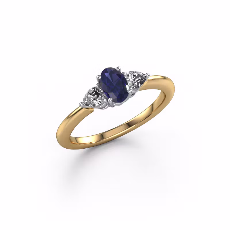 Engagement ring Chanou OVL 585 gold sapphire 7x5 mm