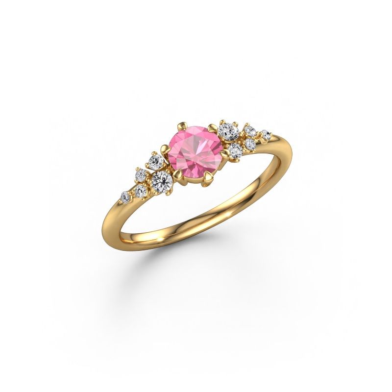 Verlovingsring Royce RND 585 goud roze saffier 5 mm