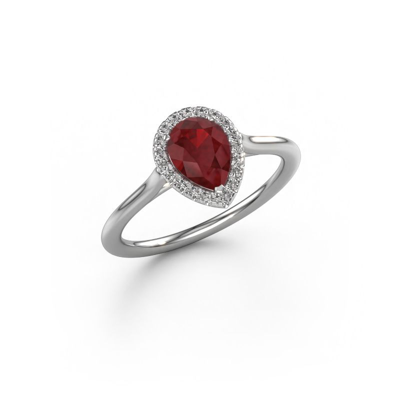 Engagement ring Seline per 1 950 platinum ruby 7x5 mm