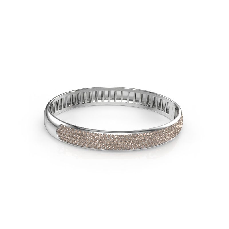 Bracelet jonc Emely 9mm 585 or blanc diamant brun 3.018 crt