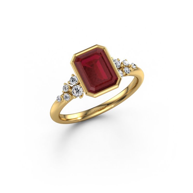 Engagement ring Aliyah EME 585 gold ruby 8x6 mm