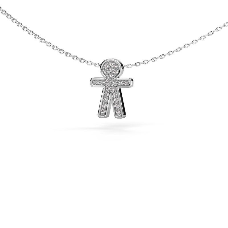 Pendentif Boy 585 or blanc diamant synthétique 0.115 crt