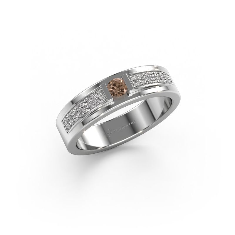 Ring Mable 585 witgoud bruine diamant 0.26 crt
