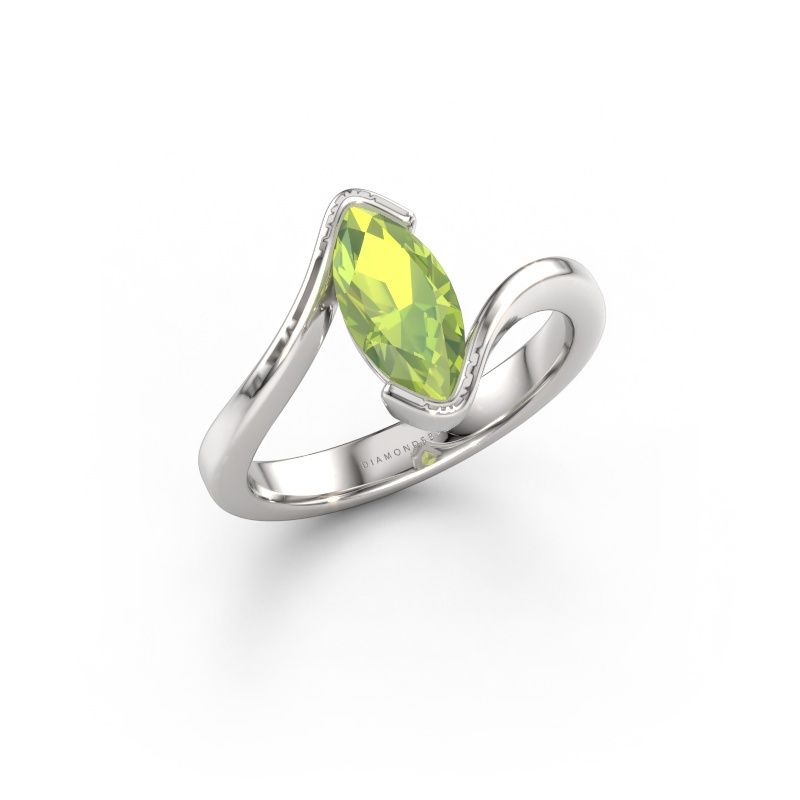 Engagement ring Serenity 950 platinum peridot 10x5 mm
