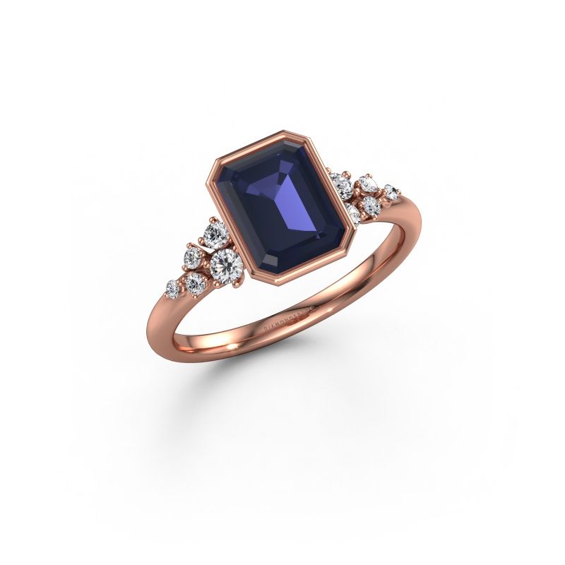 Verlovingsring Aliyah EME 585 rosé goud saffier 8x6 mm