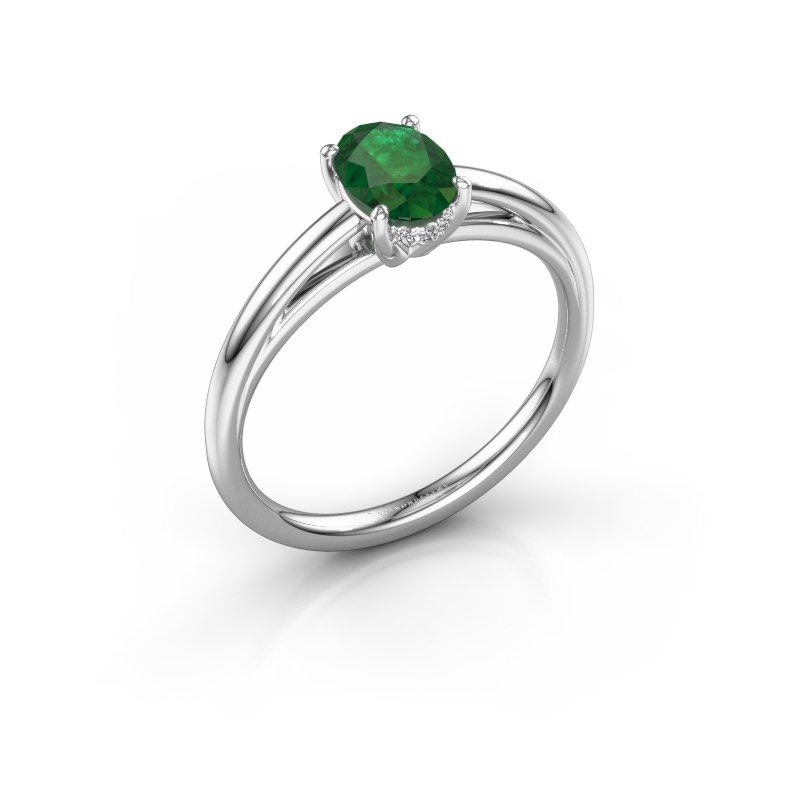Bild von Verlobungsring haley ovl 1<br/>585 Weißgold<br/>Smaragd 7x5 mm