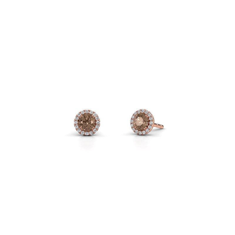 Image of Earrings Seline rnd 585 rose gold brown diamond 0.64 crt