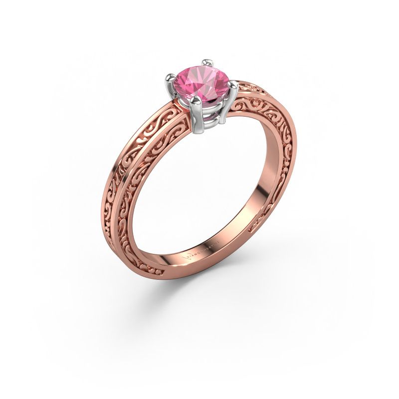 Verlobungsring Claudette 1 585 Roségold Pink Saphir 5 mm