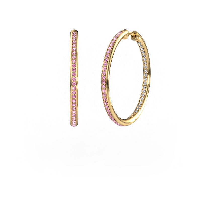 Hoop earrings Sina 25mm 585 gold pink sapphire 1.1 mm