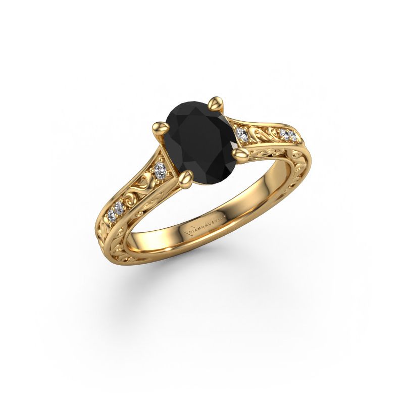 Engagement ring Mallory OVL 585 gold black diamond 1.40 crt