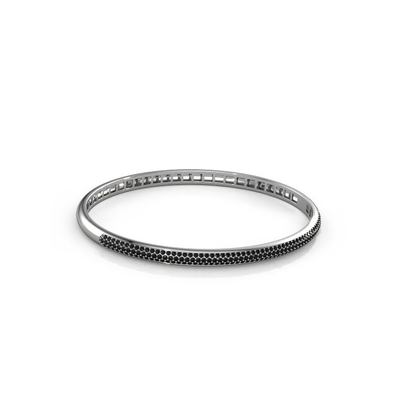 Slavenarmband Emely 4mm 585 witgoud zwarte diamant 1.409 crt