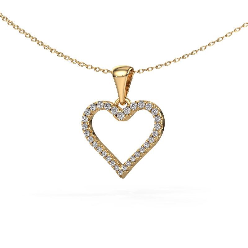 Pendant Heart 8 585 gold zirconia 1 mm