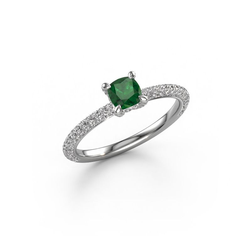 Verlobungsring Saskia 2 CUS 950 Platin Smaragd 4.5 mm