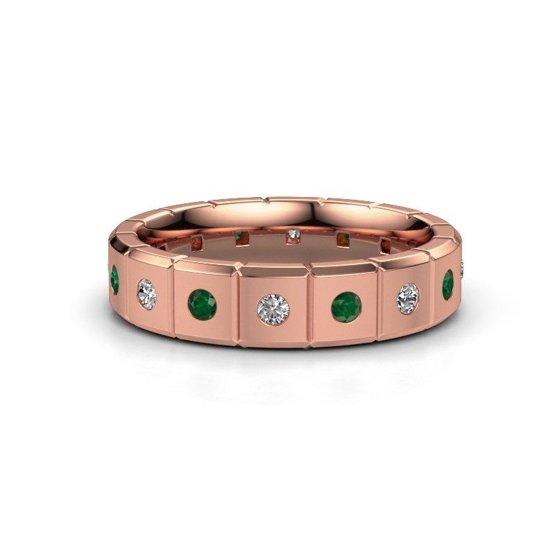 Image of Weddings ring WH2055L15DP<br/>585 rose gold ±5x2.4 mm<br/>Emerald