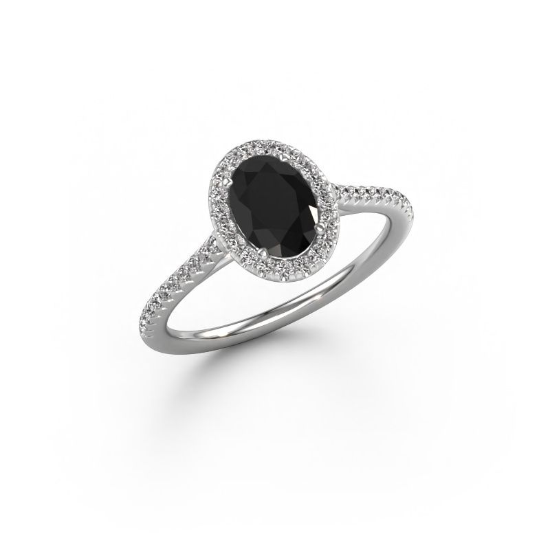 Engagement ring Seline ovl 2 585 white gold black diamond 1.331 crt