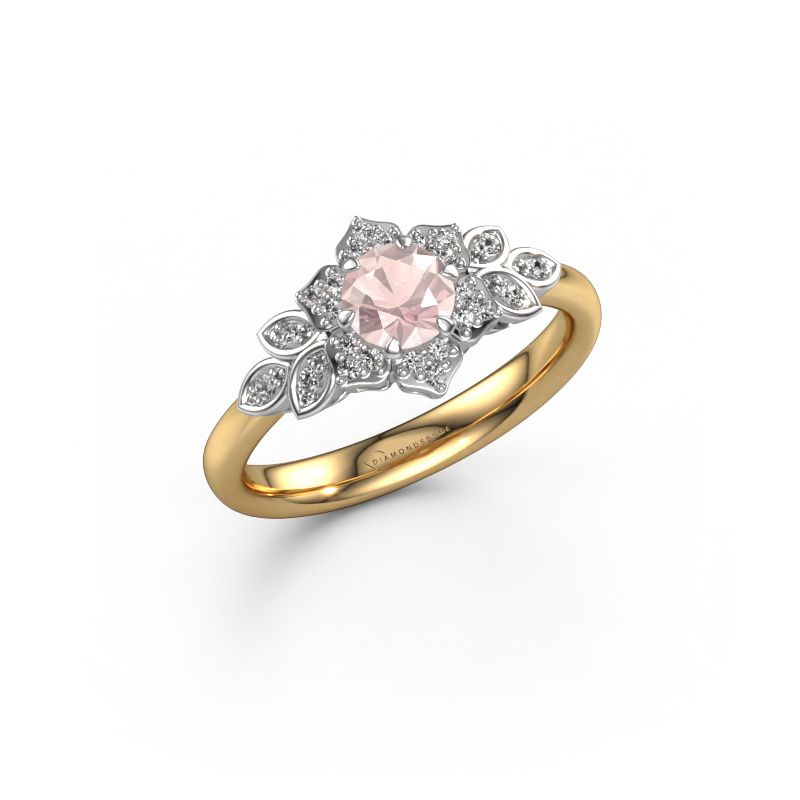Forlovelsesring Tatjana 585 gull champagnefarget morganitt 5 mm