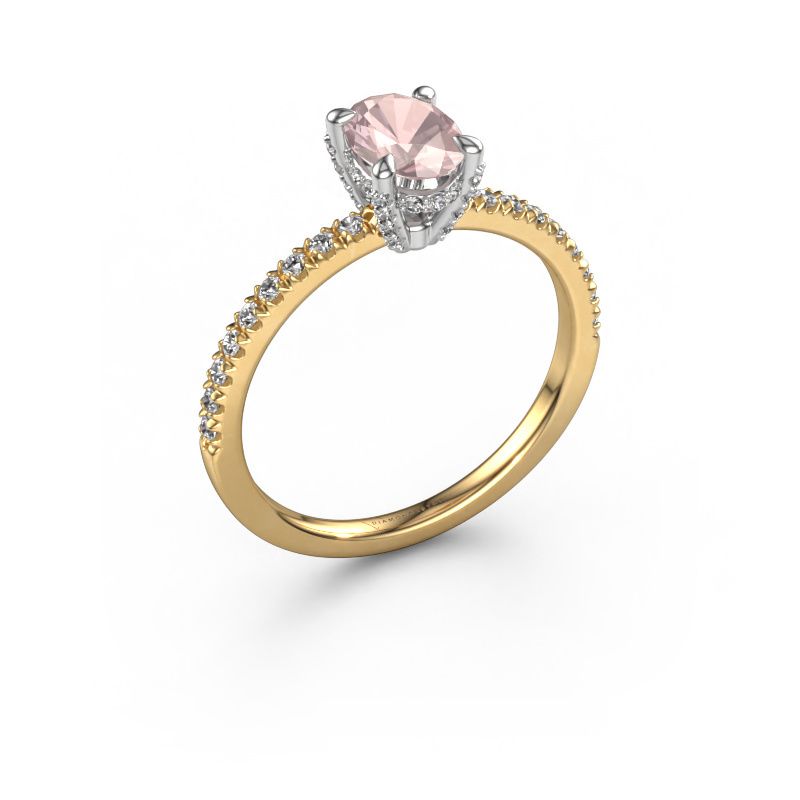 Engagement ring Saskia 1 OVL 585 gold morganite champagne 7x5 mm