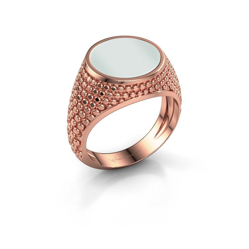 Signet ring Zachary 2 585 rose gold green sardonyx 12 mm