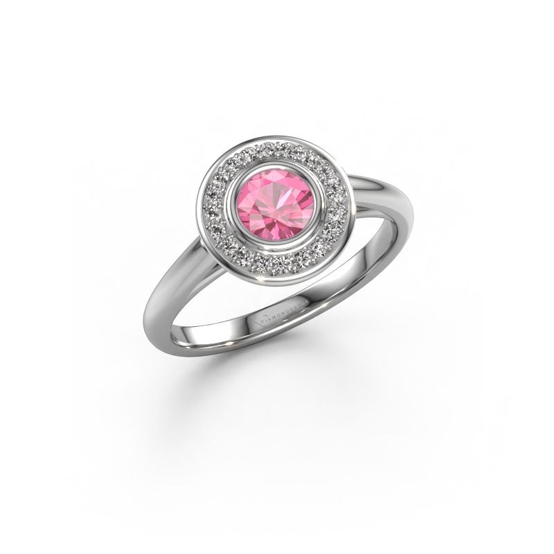 Promise ring Noud 1 RND 950 platinum pink sapphire 4.7 mm