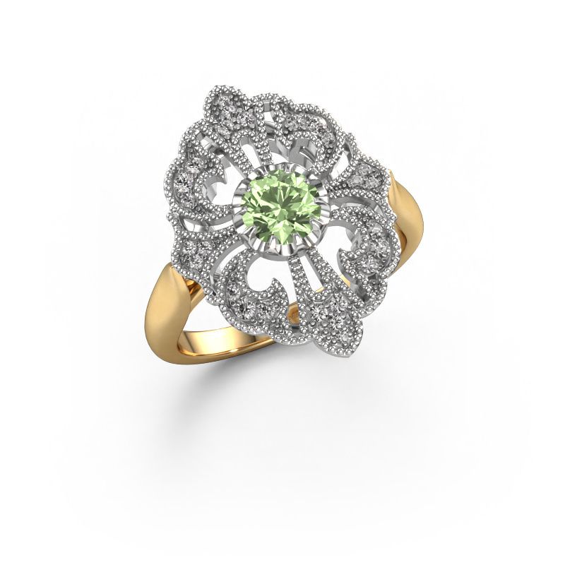 Engagement ring Naida 585 gold green lab grown diamond 5 mm