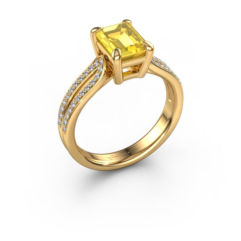 Engagement ring Antonia eme 2 585 gold yellow sapphire 8x6 mm