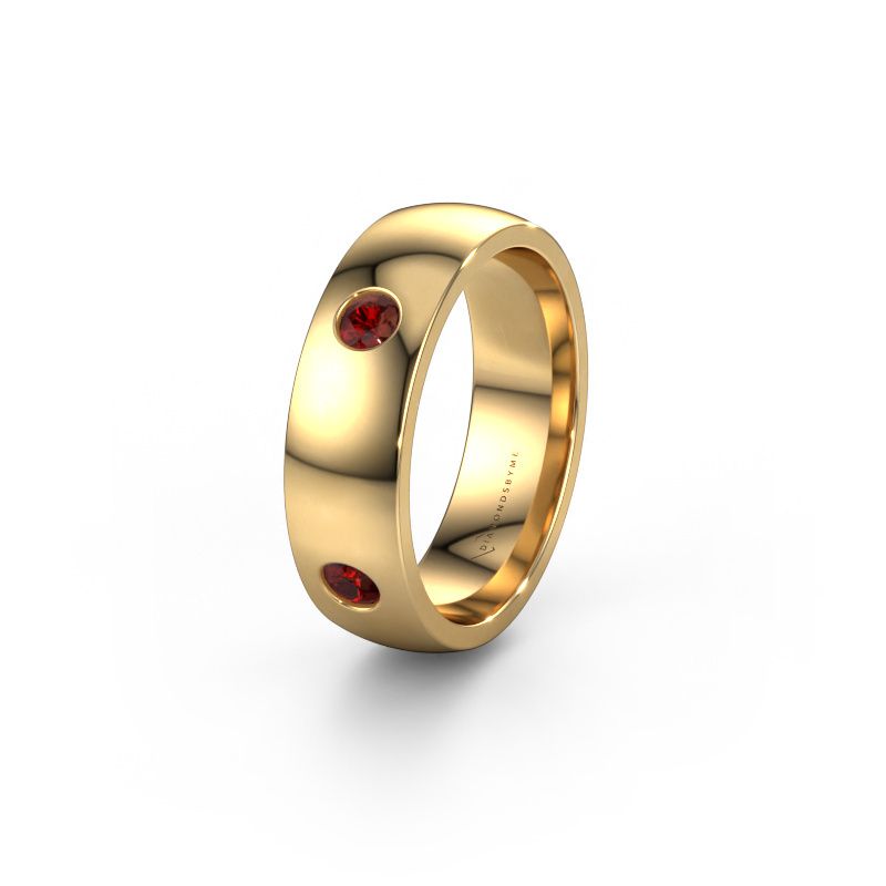 Wedding ring WH0104L26BP 585 gold garnet ±0.24x0.08 in