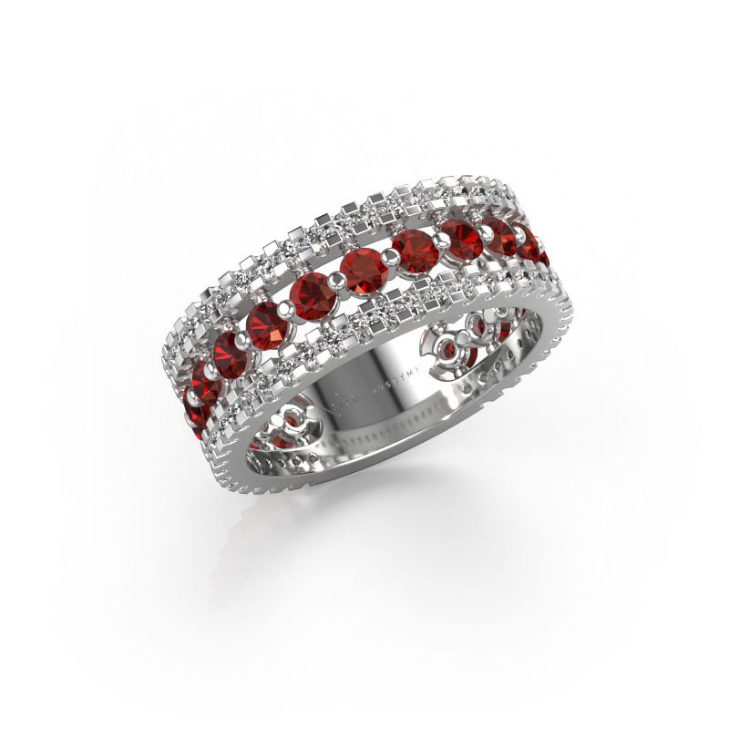 Ring Elizbeth 2 585 Weißgold Granat 2.4 mm