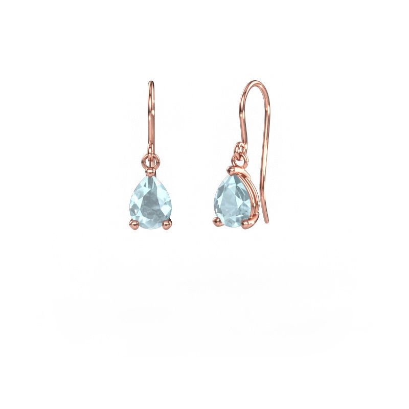 Pendants d'oreilles Laurie PER 1 585 or rose aigue-marine 8x6 mm