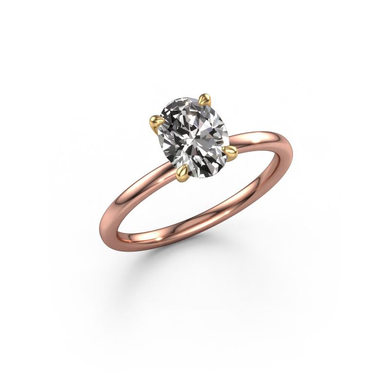 Engagement ring Crystal OVL 1 585 rose gold zirconia 8x6 mm