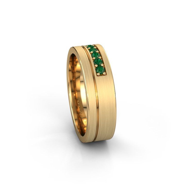 Afbeelding van Trouwring WH0312L16AM 585 goud smaragd ±6x1.7 mm
