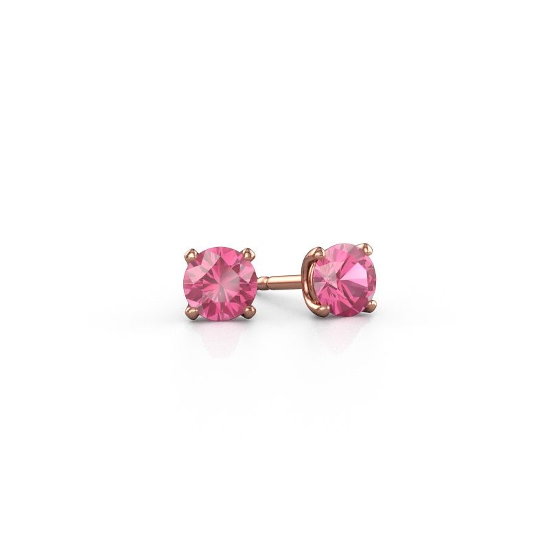 Clous d'oreilles Sam RND 585 or rose saphir rose 5 mm