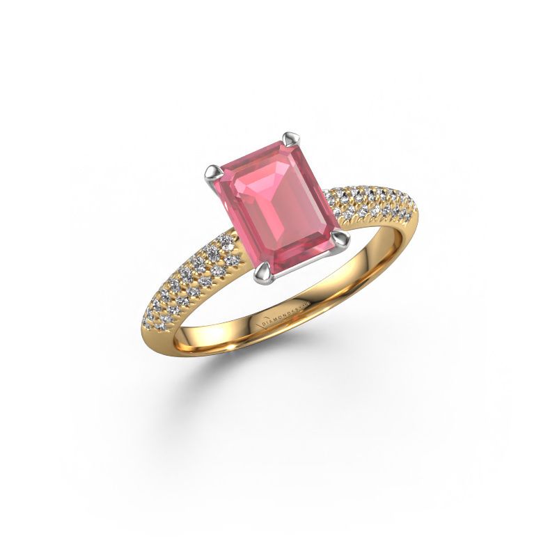 Engagement ring Morane EME 585 gold tourmaline pink 8x6 mm