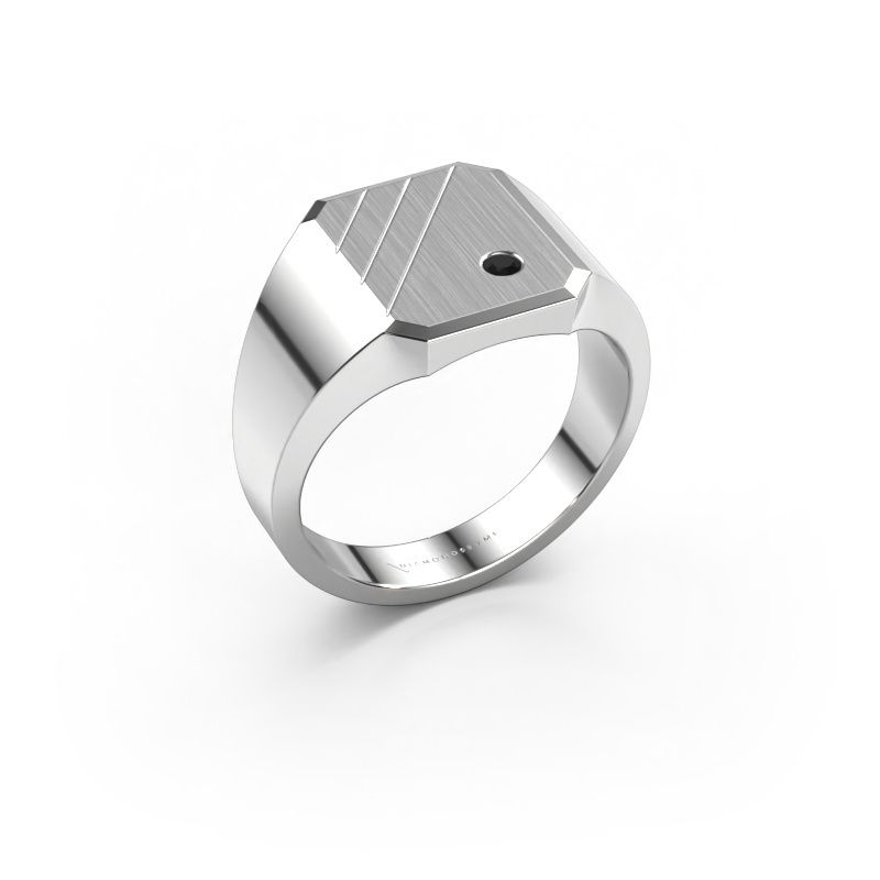 Chevalière Patrick 2 950 platine diamant noir 0.036 crt