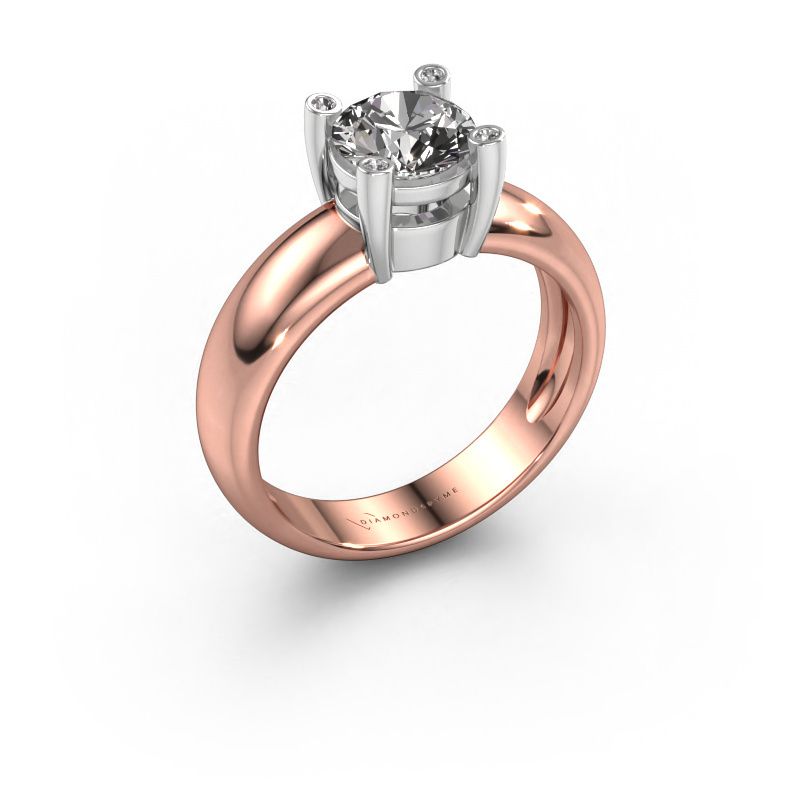 Ring Fleur 585 rosé goud diamant 1.02 crt
