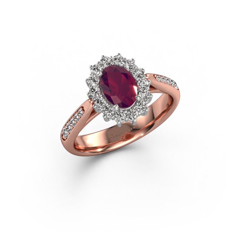 Engagement ring Margien 2 585 rose gold rhodolite 7x5 mm