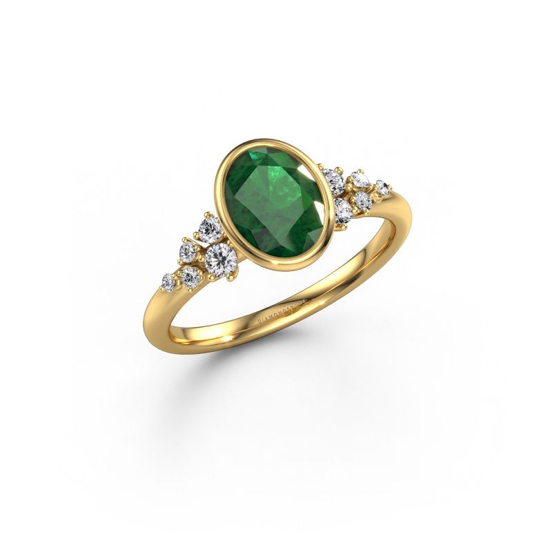 Engagement ring Aliyah OVL 585 gold emerald 8x6 mm