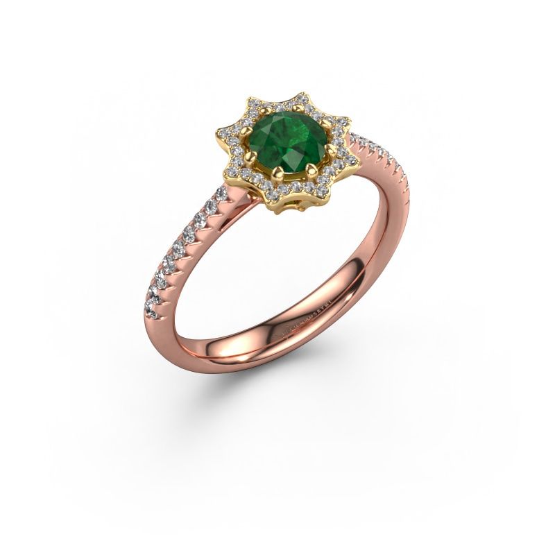 Verlobungsring Zena 585 Roségold Smaragd 5 mm