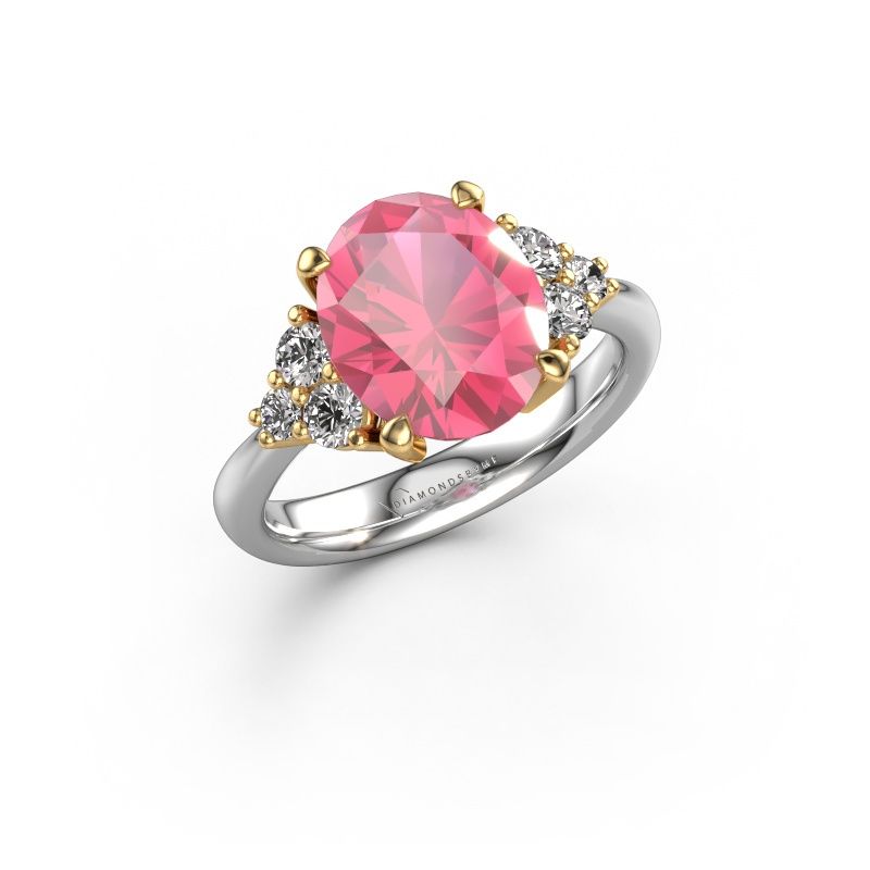 Bague de fiançailles Aleida OVL 1 585 or blanc saphir rose 9x7 mm